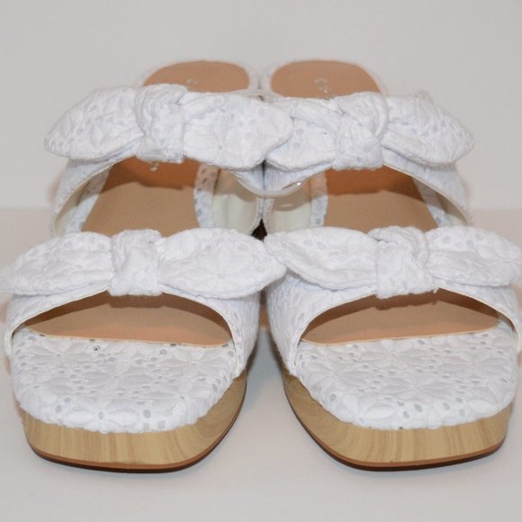 Copper Key Blooming Eyelet Double Bow Platform Sandals - Picture 8 of 11